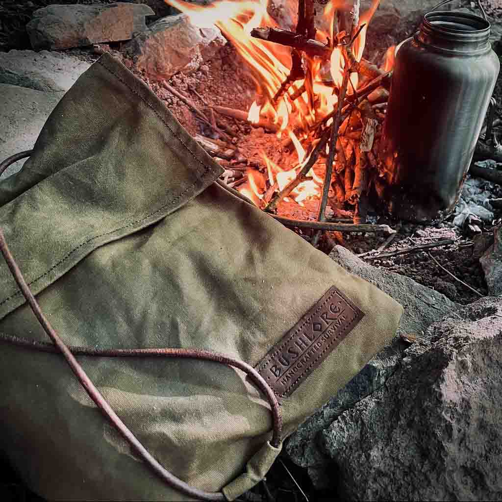 Waxed Canvas Roll top Pouch Borderland Bushcraft